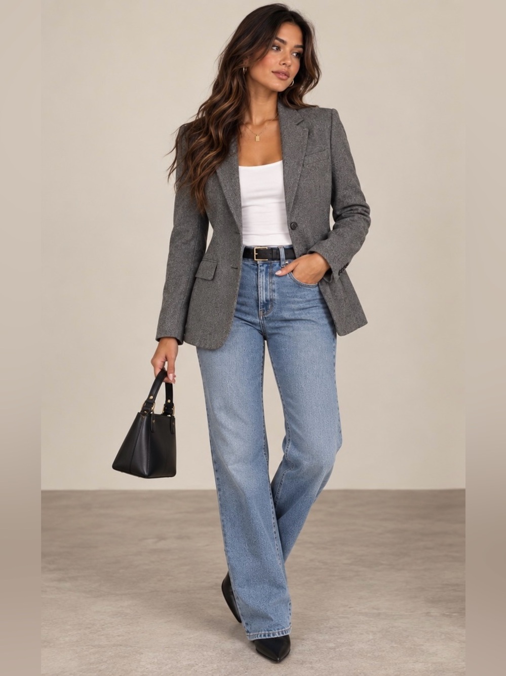 Evan-Picone Gray Tailored Blazer